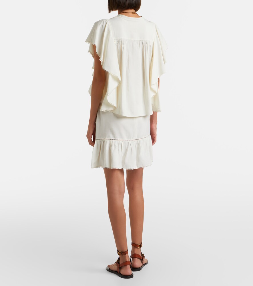 Marlie Ruffled Crochet-Trimmed Blouse