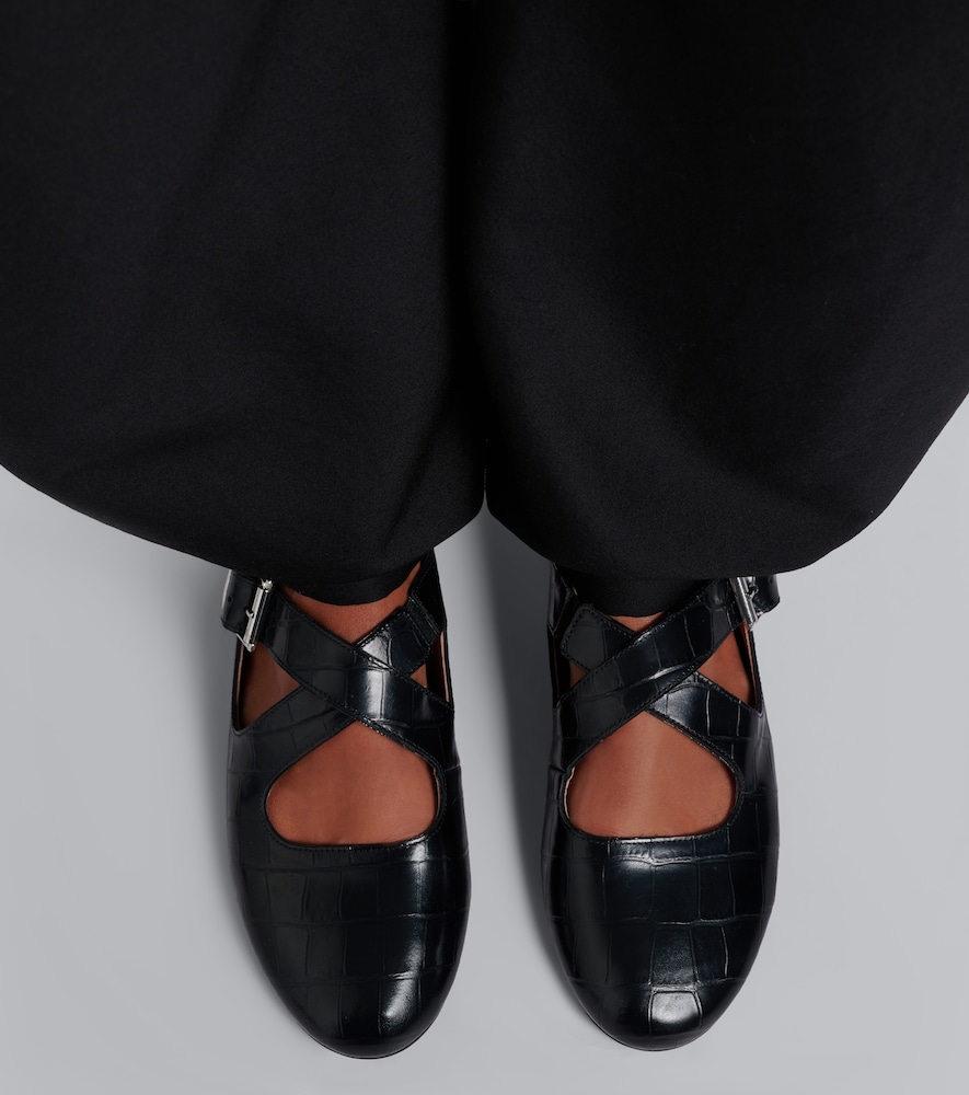 Alaïa Croc-Effect Ballet Flats