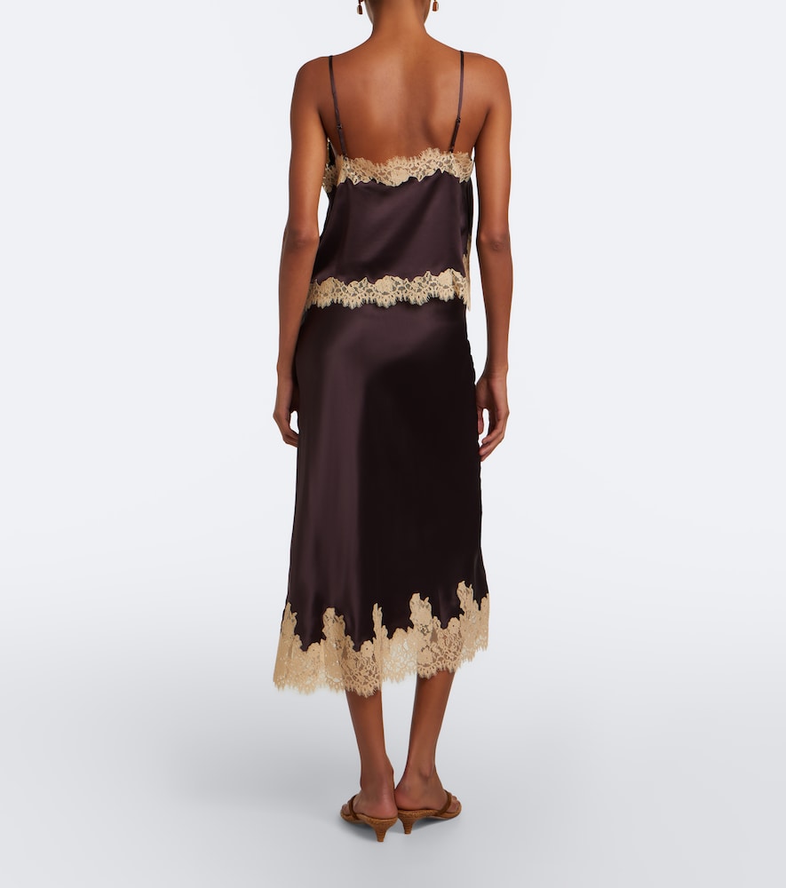 Dôen Elowen Lace-Trimmed Silk Satin Slip Skirt