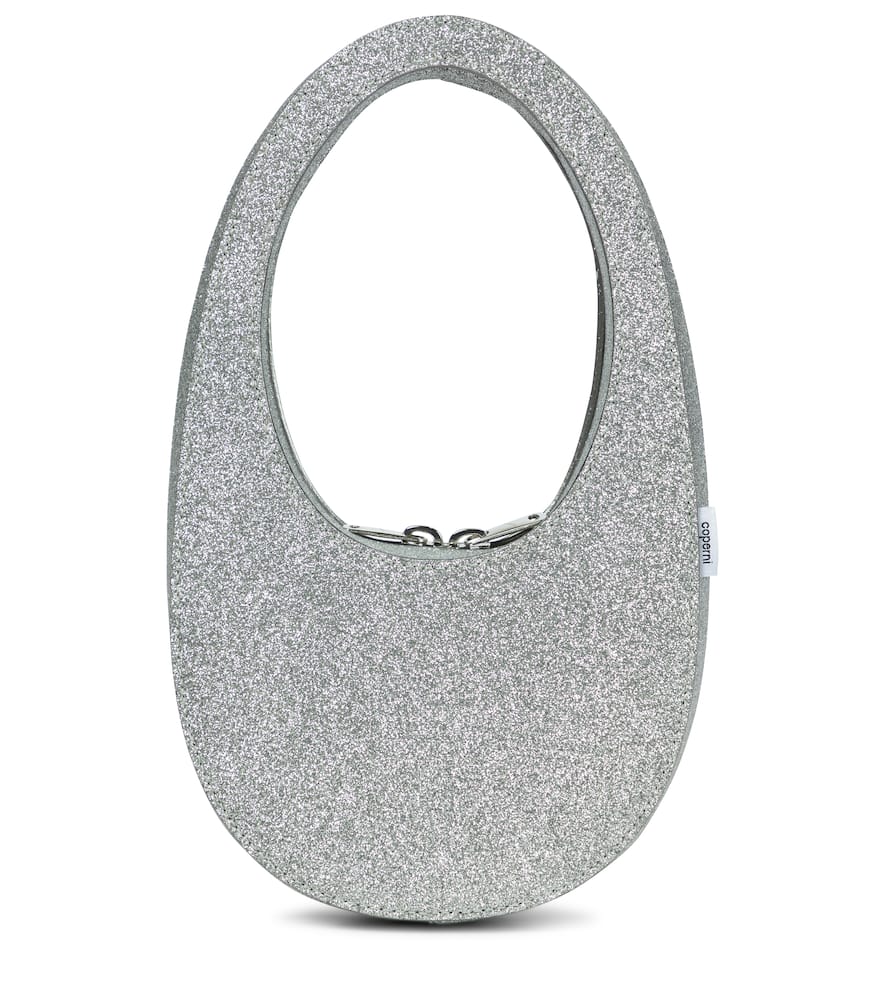 Click to view more detailed imagery on our partner's website Coperni Swipe Mini Leather Shoulder Bag In Silver