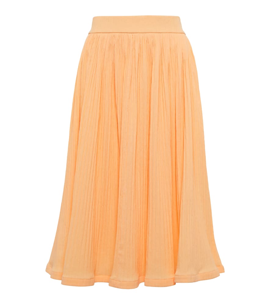 Jil Sander Pleated cotton-blend midi skirt
