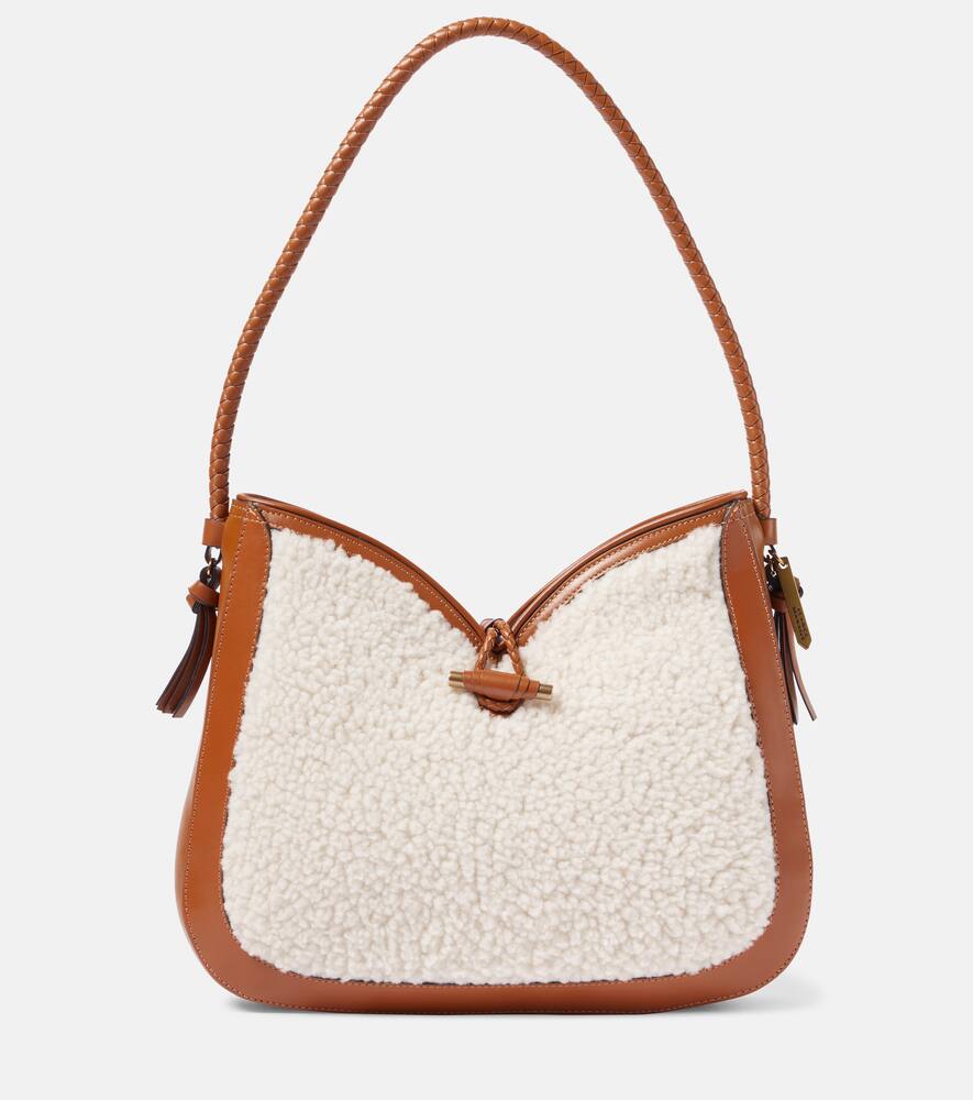 Isabel Marant Vigo Medium shearling and leather shoulder bag