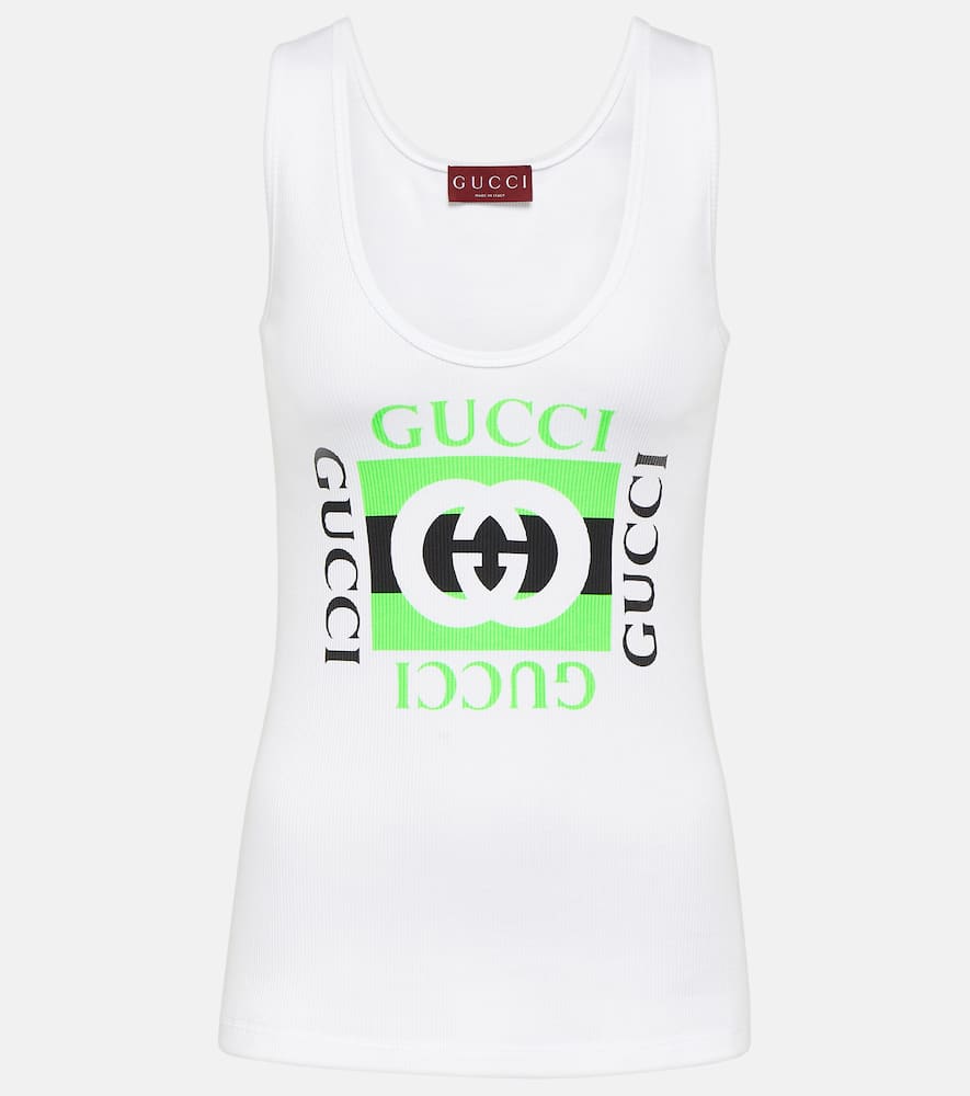 Gucci Logo Cotton Tank Top In Weiss