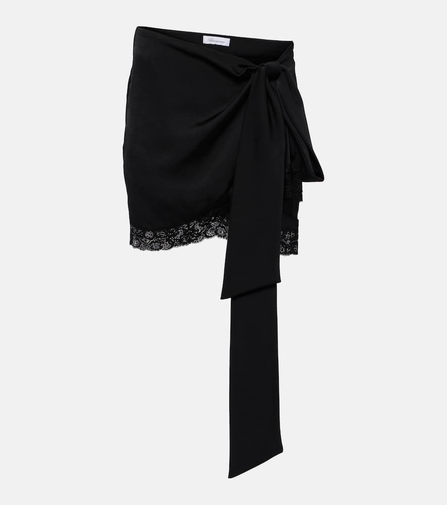 Blumarine Lace-trimmed Draped Miniskirt In Black