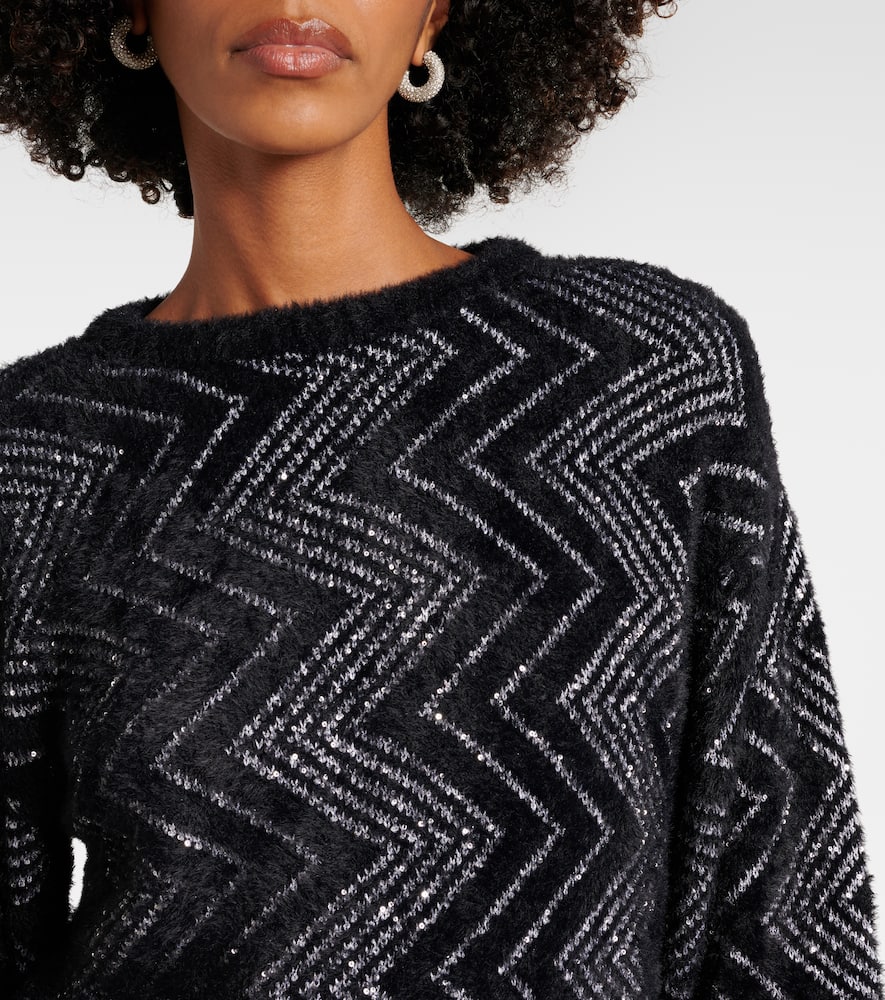 Shop Missoni Zig Zag Metallic Knit Sweater In Black