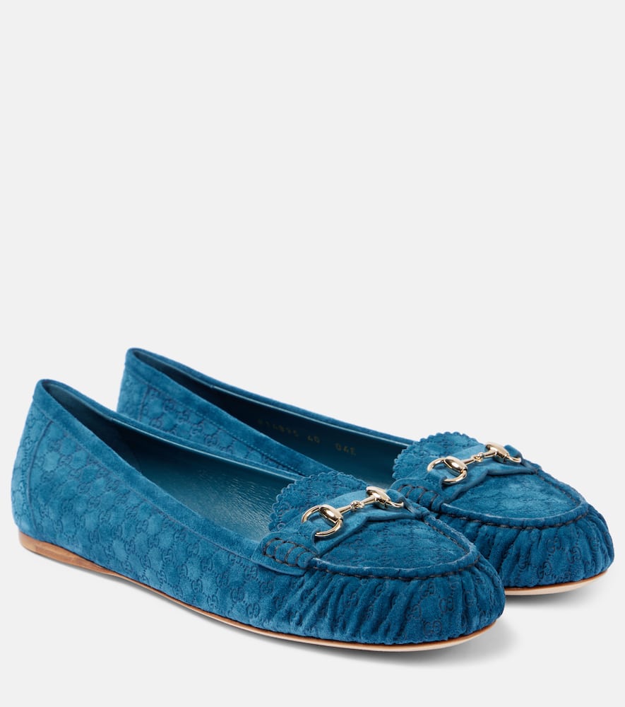 Horsebit GG suede ballet flats