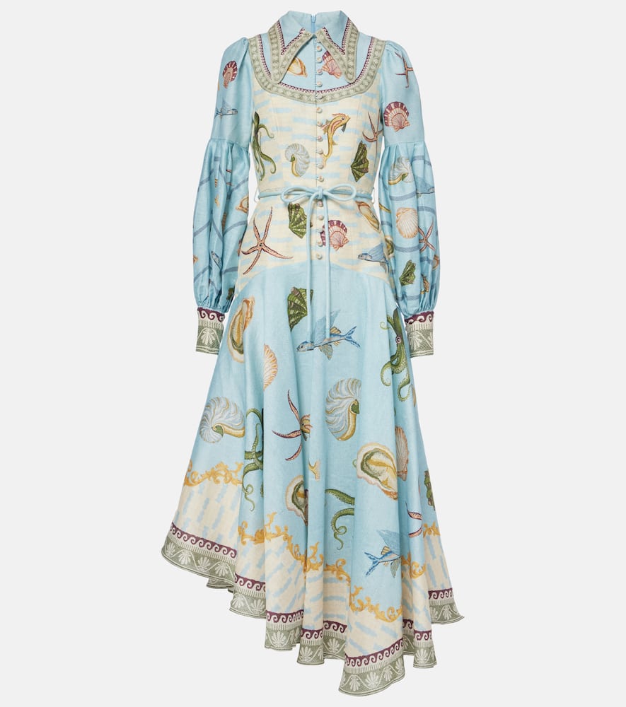 Alemais Bath House Linen-blend Shirtdress In Multicoloured