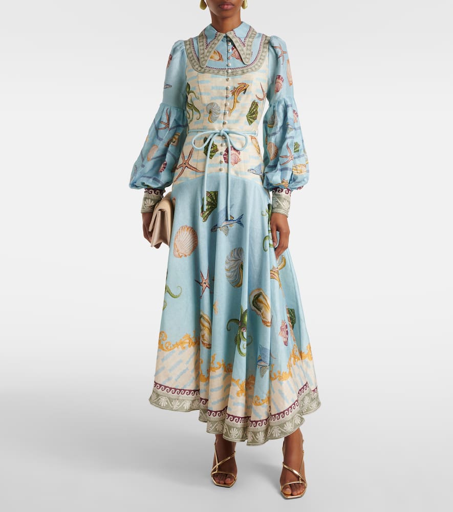 Alemais Bath House Linen-blend Shirtdress In Multicoloured