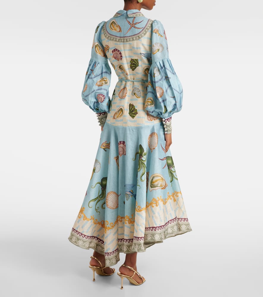 Alemais Bath House Linen-blend Shirtdress In Multicoloured
