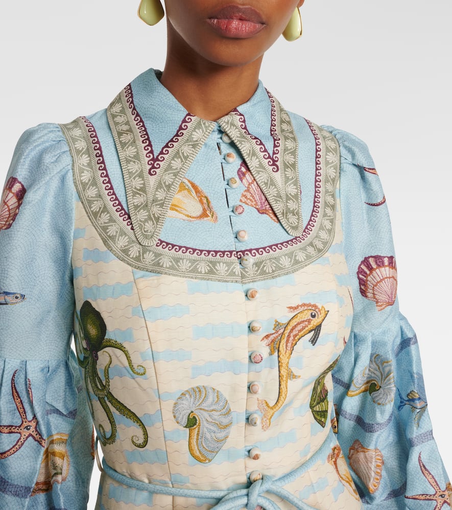 Alemais Bath House Linen-blend Shirtdress In Multicoloured