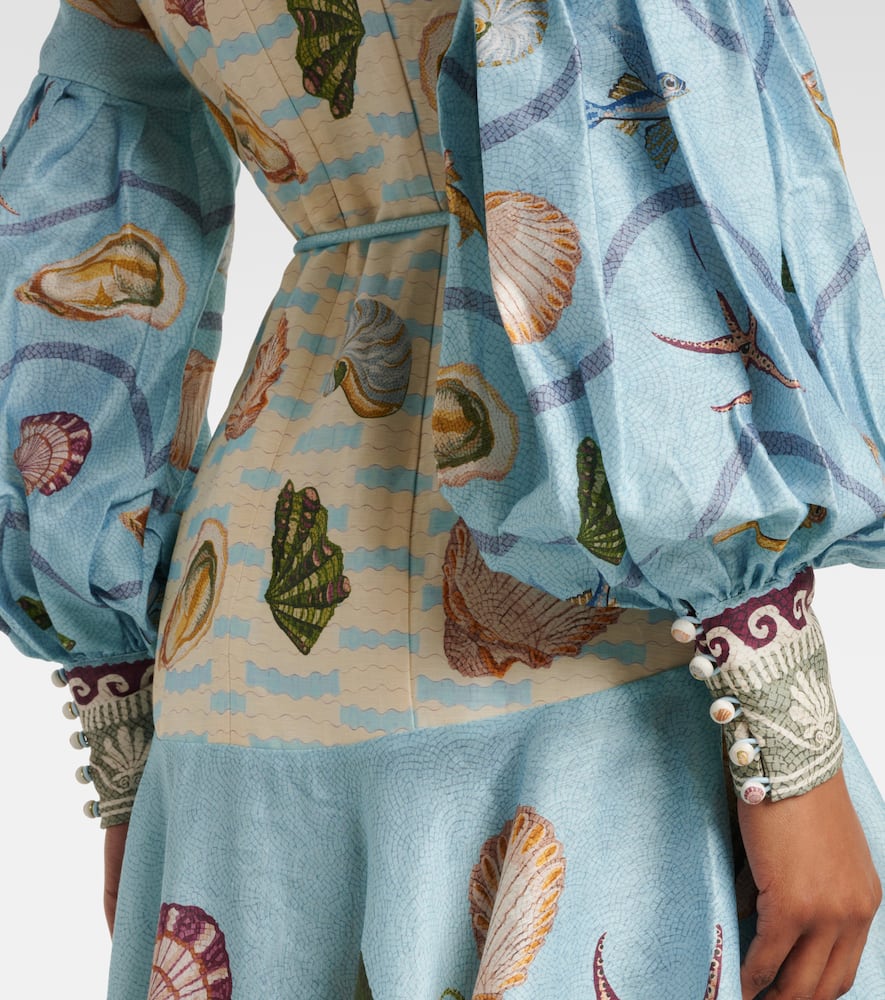 Alemais Bath House Linen-blend Shirtdress In Multicoloured