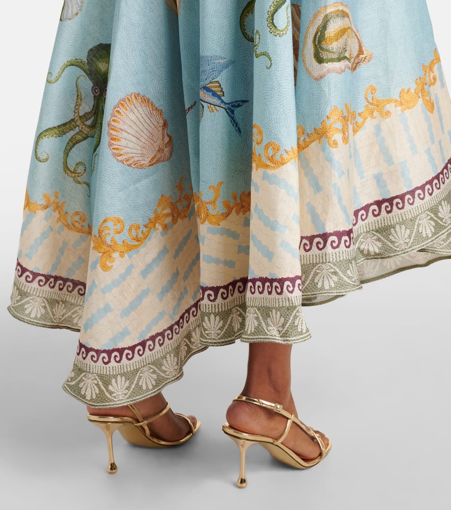 Alemais Bath House Linen-blend Shirtdress In Multicoloured