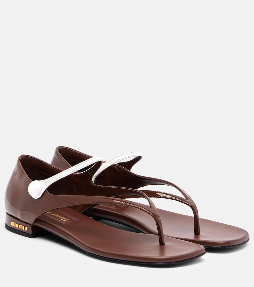 Miu Miu Two-tone Patent Leather Mary Jane Thong Sandals In Multi