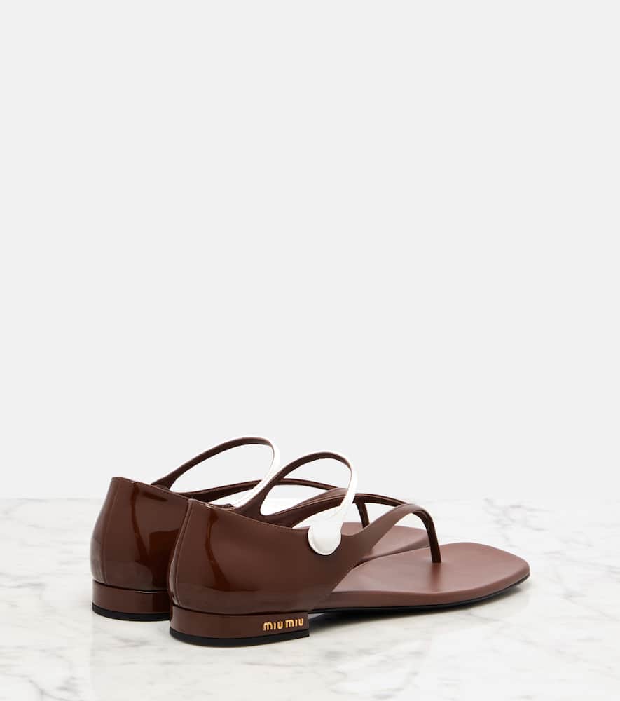 Miu Miu Two-tone Patent Leather Mary Jane Thong Sandals In Multi