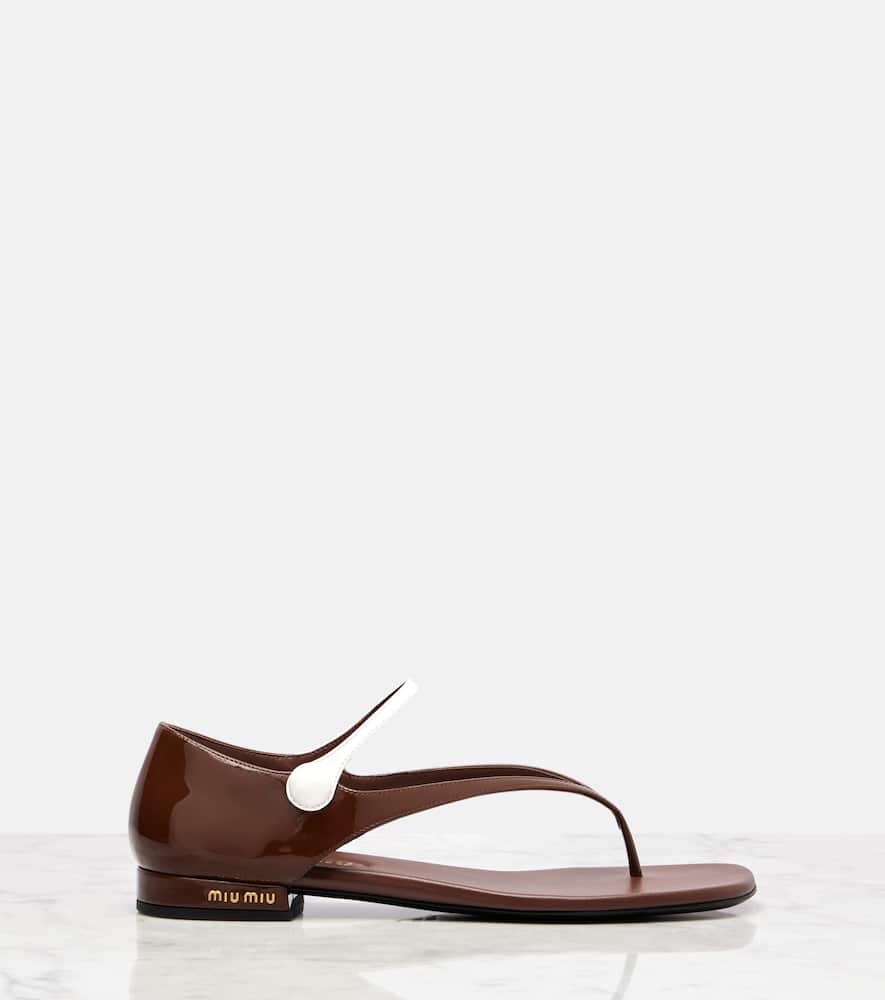 Miu Miu Two-tone Patent Leather Mary Jane Thong Sandals In Multi