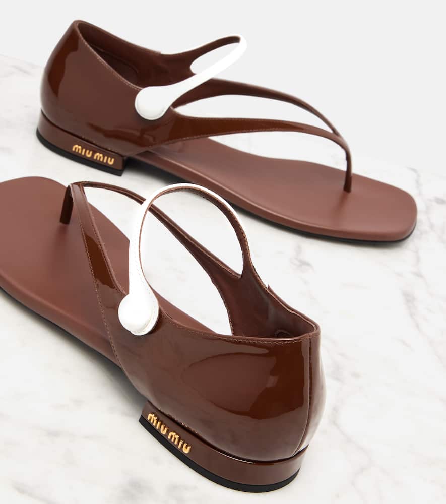 Miu Miu Two-tone Patent Leather Mary Jane Thong Sandals In Multi