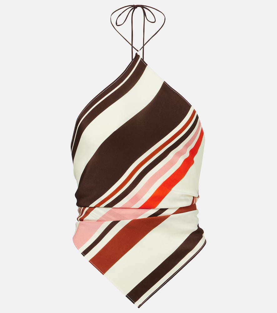 Sir Thistle Striped Open-back Silk Satin Top In Multicoloured