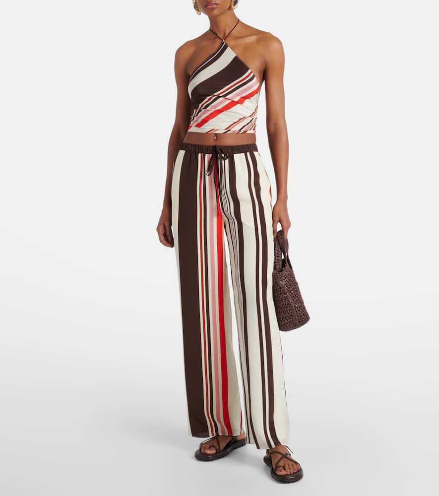 Sir Thistle Striped Open-back Silk Satin Top In Multicoloured