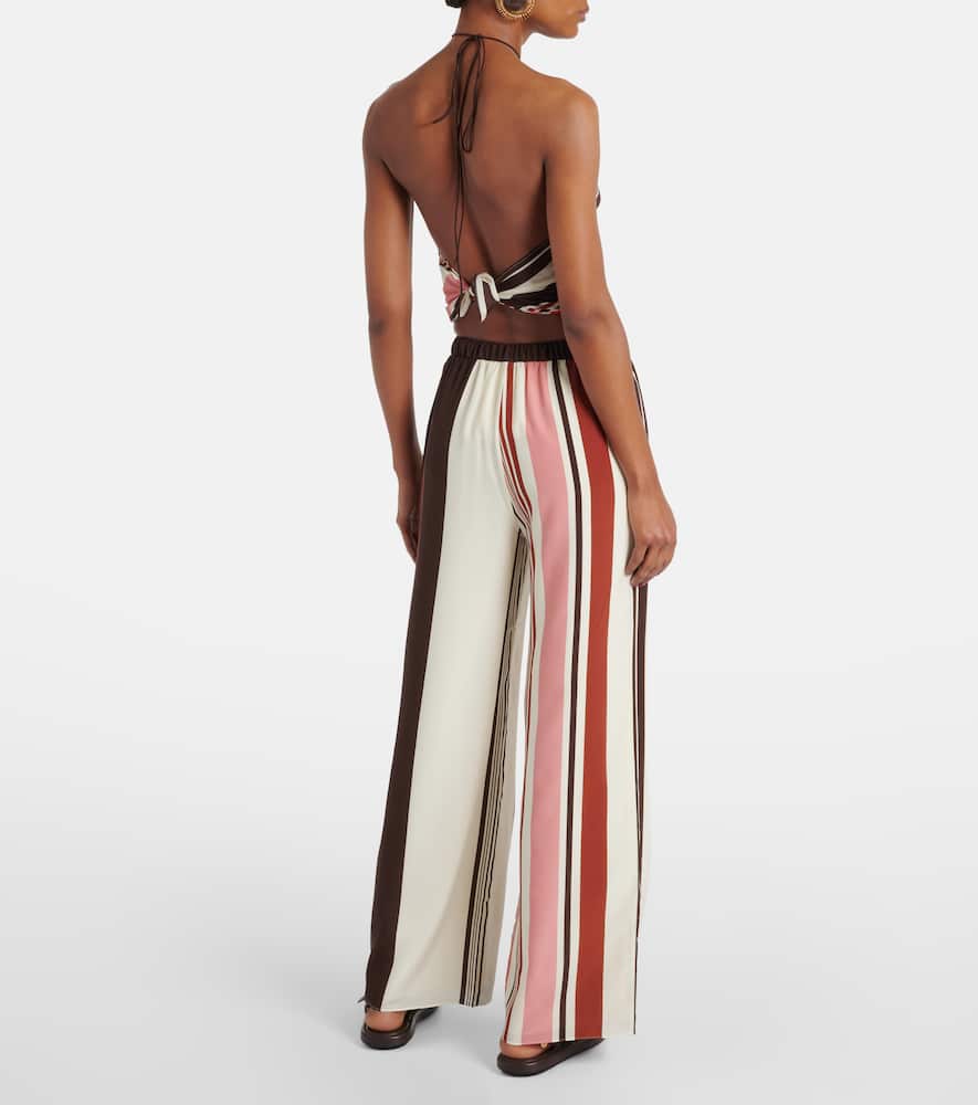 Sir Thistle Striped Open-back Silk Satin Top In Multicoloured