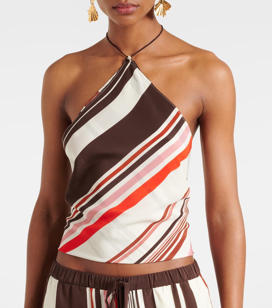 Sir Thistle Striped Open-back Silk Satin Top In Multicoloured