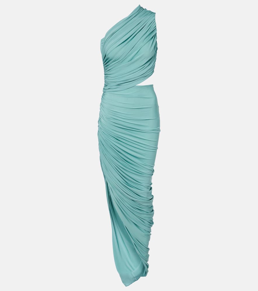Alaïa Asymmetric ruched jersey maxi dress