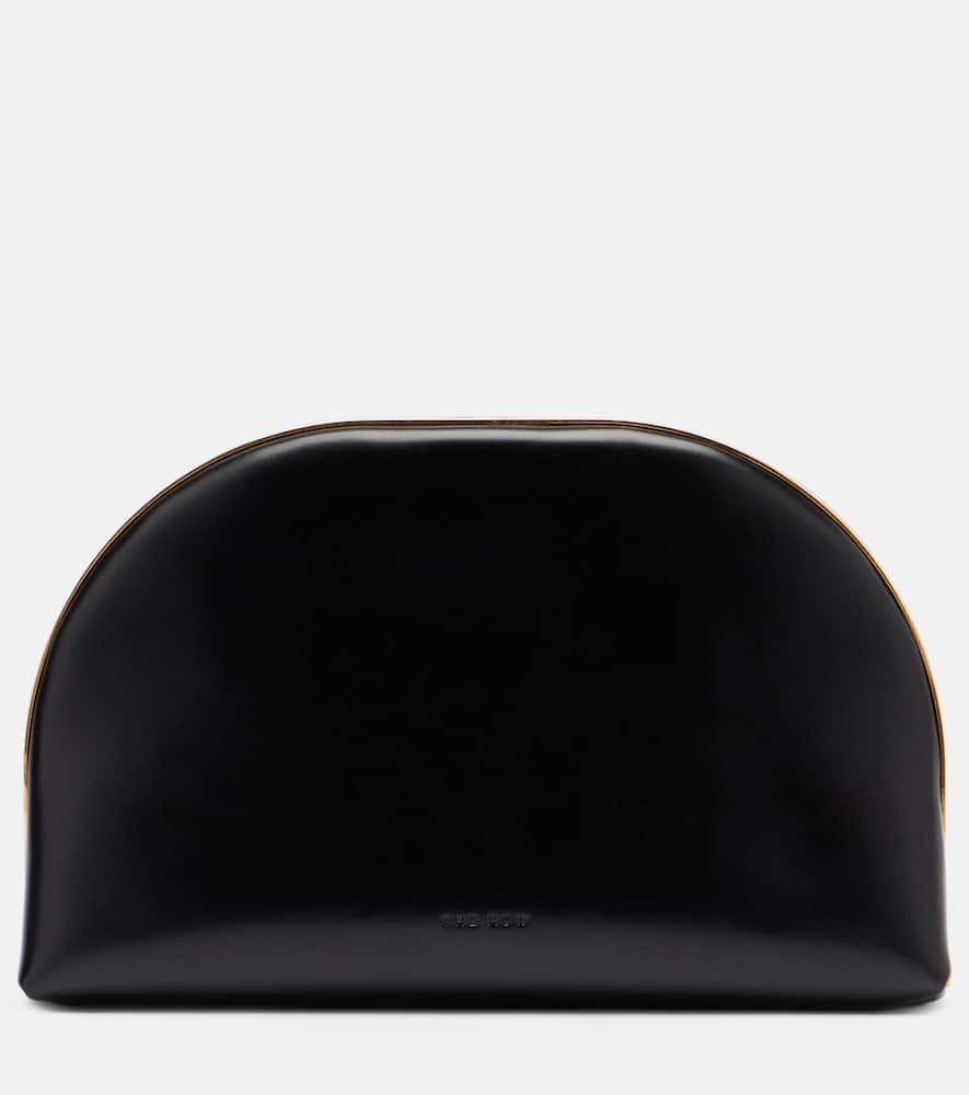 The Row Sylvia Leather Clutch In Black