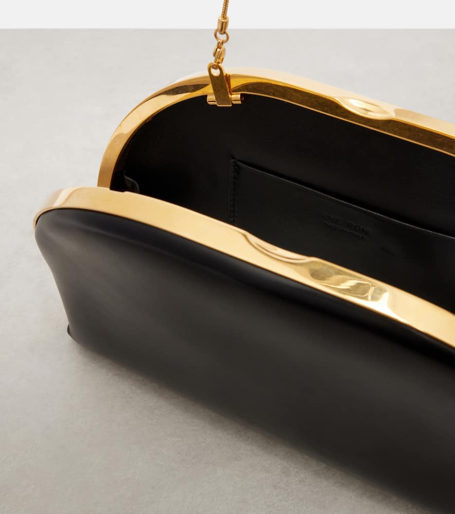 The Row Sylvia Leather Clutch In Black