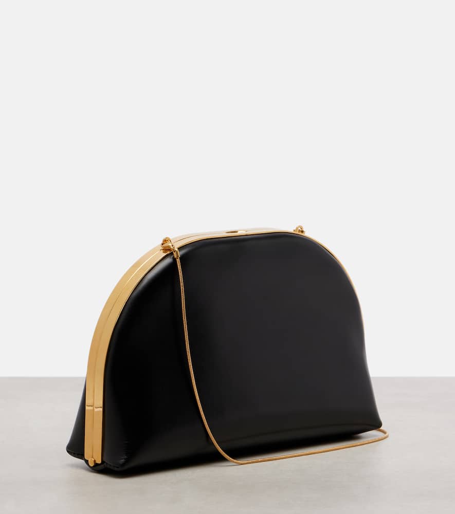 The Row Sylvia Leather Clutch In Black