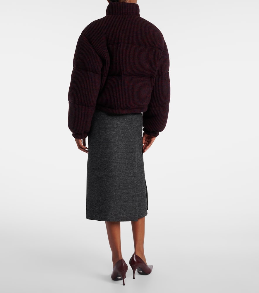 Prada Cropped Wool And Cashmere Down Jacket In Burgundy