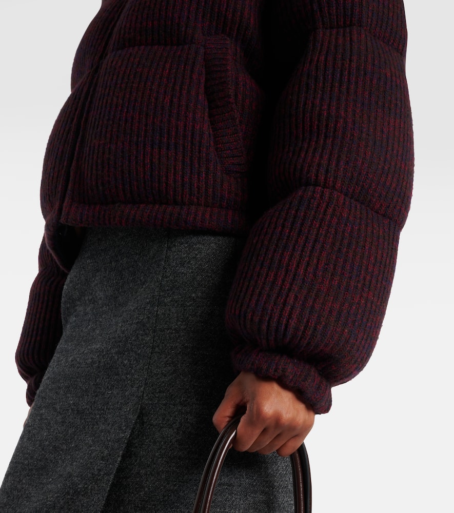 Prada Cropped Wool And Cashmere Down Jacket In Burgundy