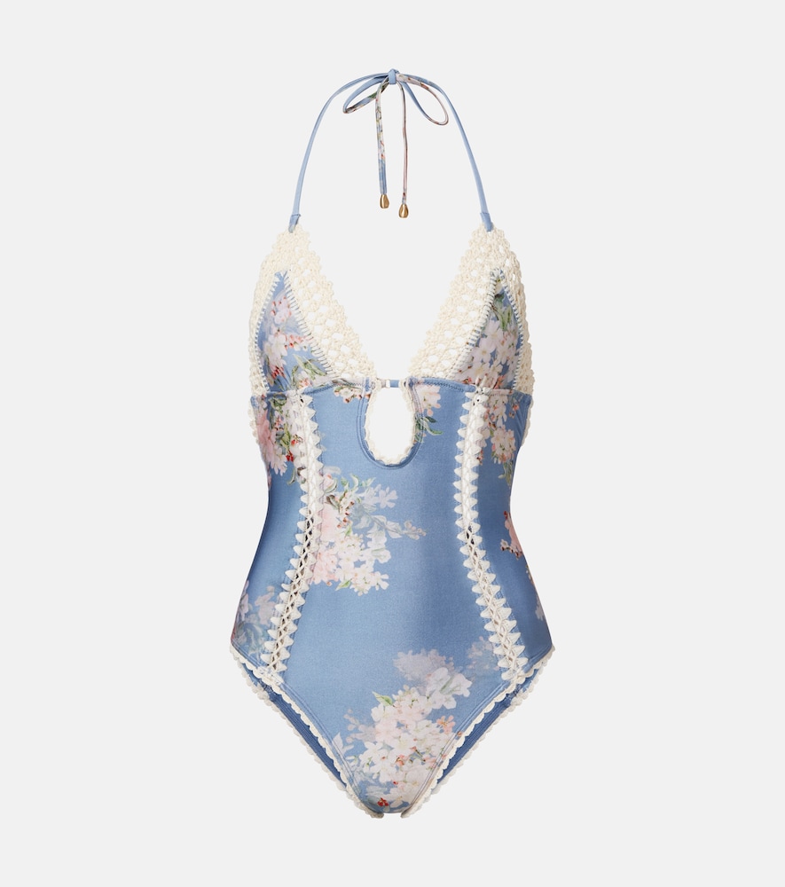 Zimmermann Women's Blue Cascadian Crochet Keyhole Cutout Swimsuit UK Size 14 - Mytheresa