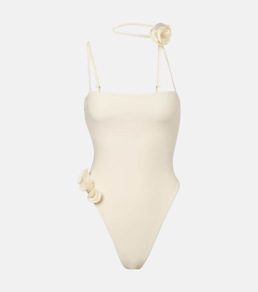 Rose Choker asymmetrical swimsuit