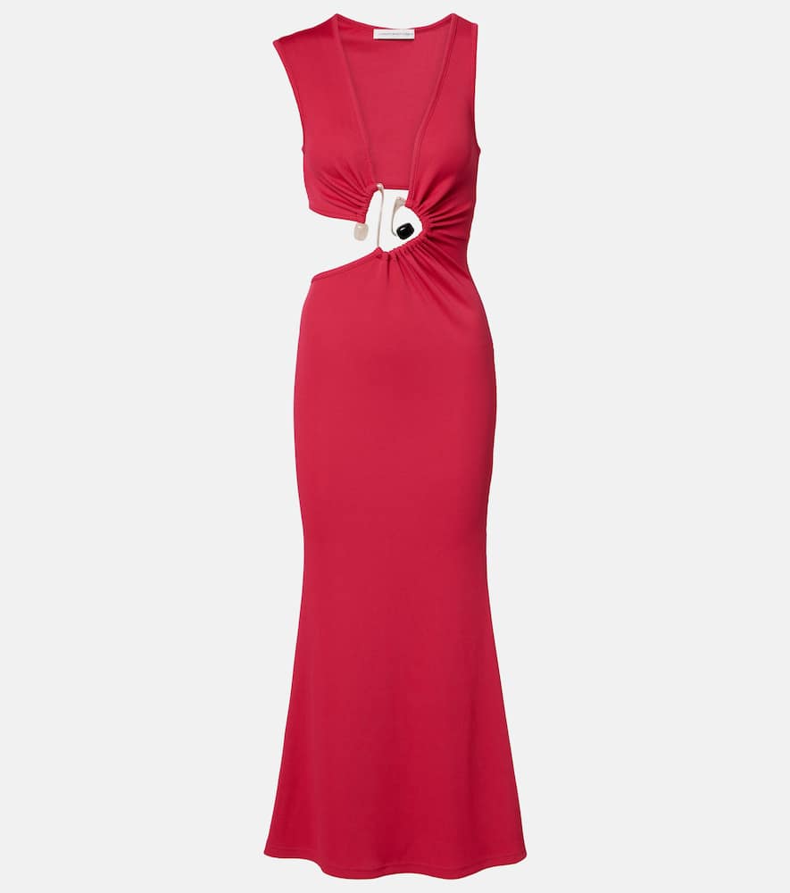 Christopher Esber Cutout Gathered Maxi Dress In Red