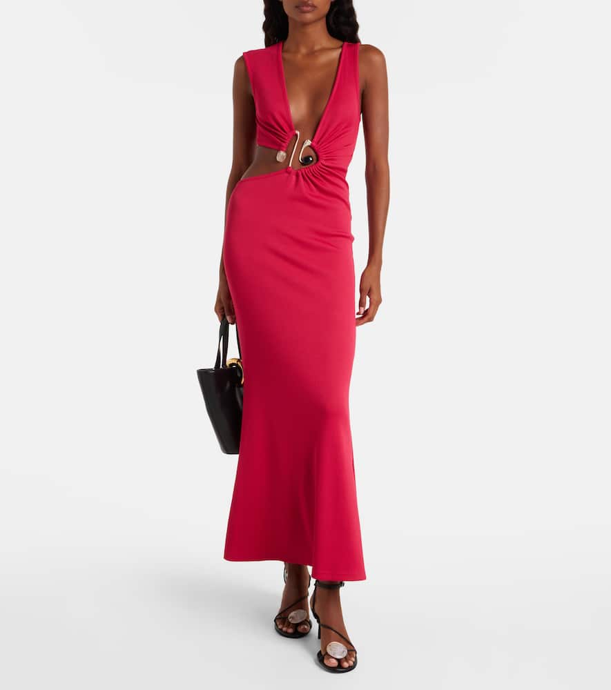 Christopher Esber Cutout Gathered Maxi Dress In Red