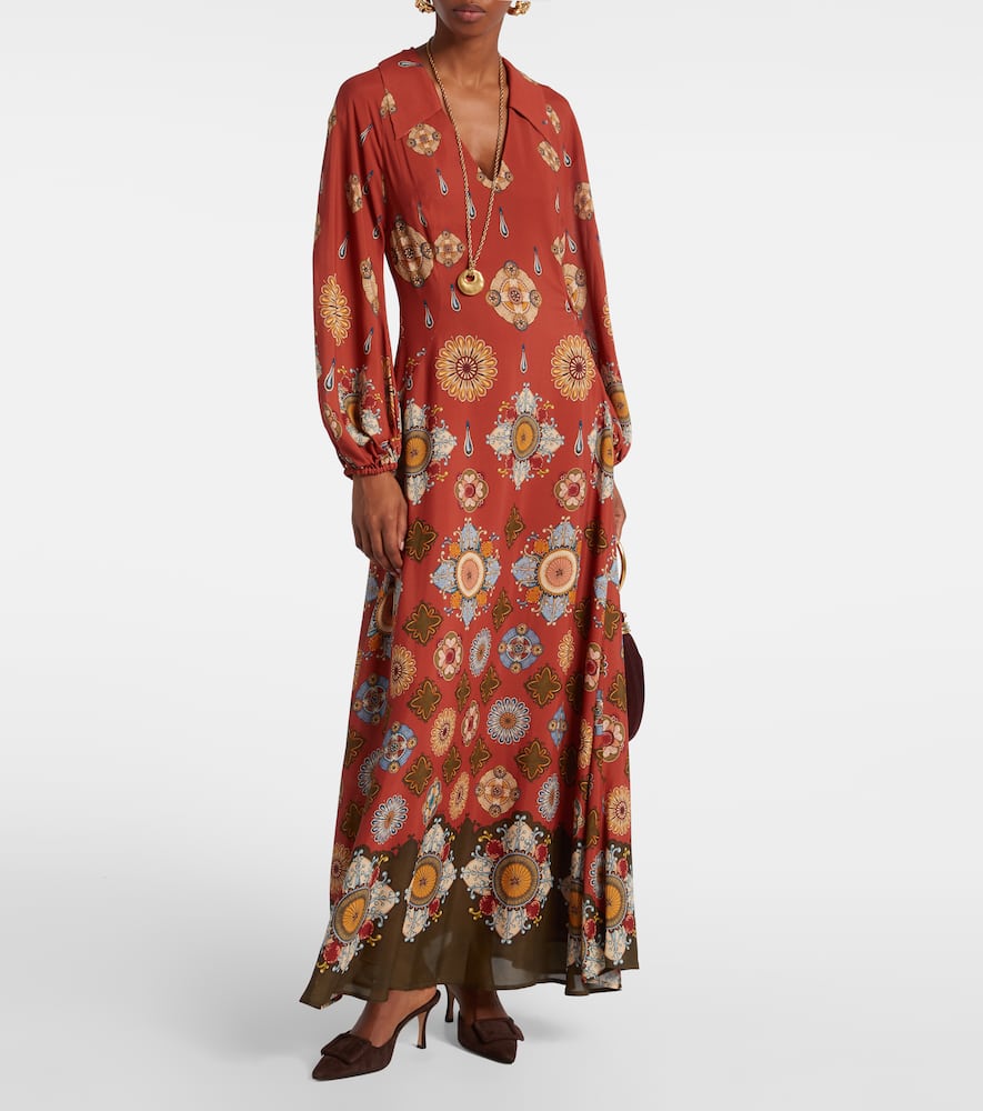 La Doublej Diva Puff-sleeve Midi Dress In Orange
