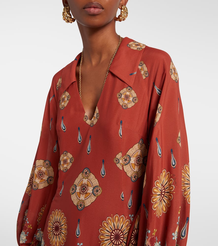 La Doublej Diva Puff-sleeve Midi Dress In Orange