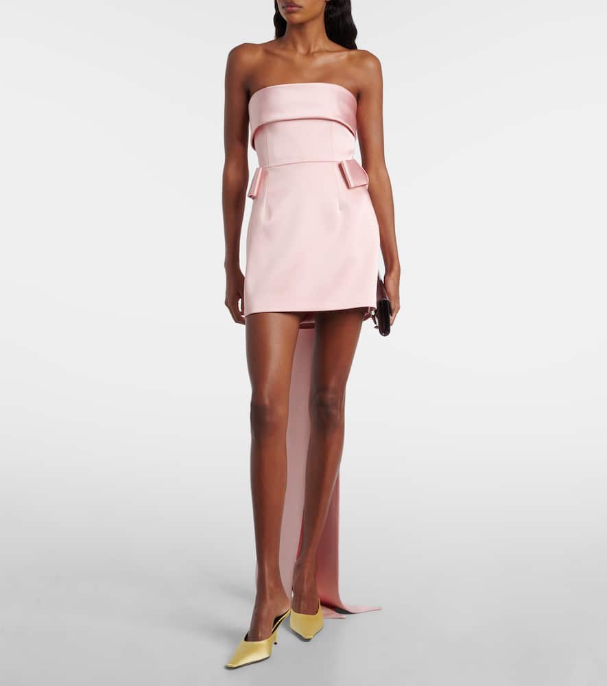 The New Arrivals Ilkyaz Ozel Lalani Bow-detail Satin Minidress In Pink