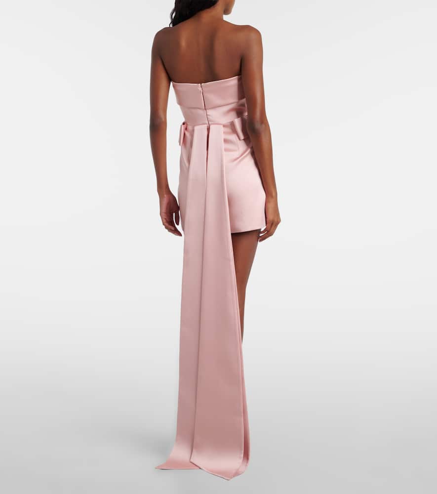 The New Arrivals Ilkyaz Ozel Lalani Bow-detail Satin Minidress In Pink