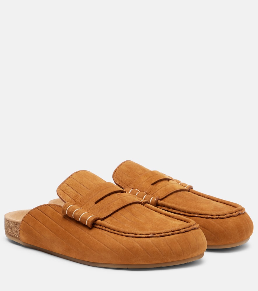 Stitch suede mules
