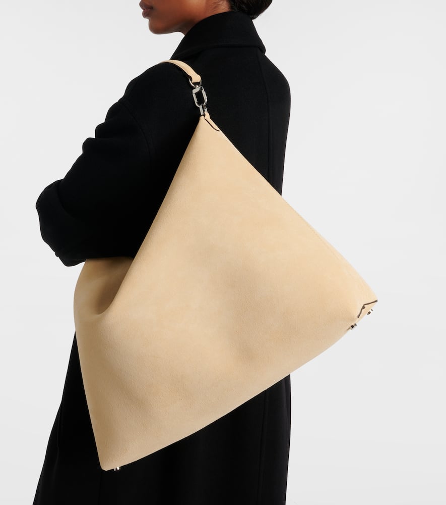 Totême Bevel Suede Tote Bag In Sand