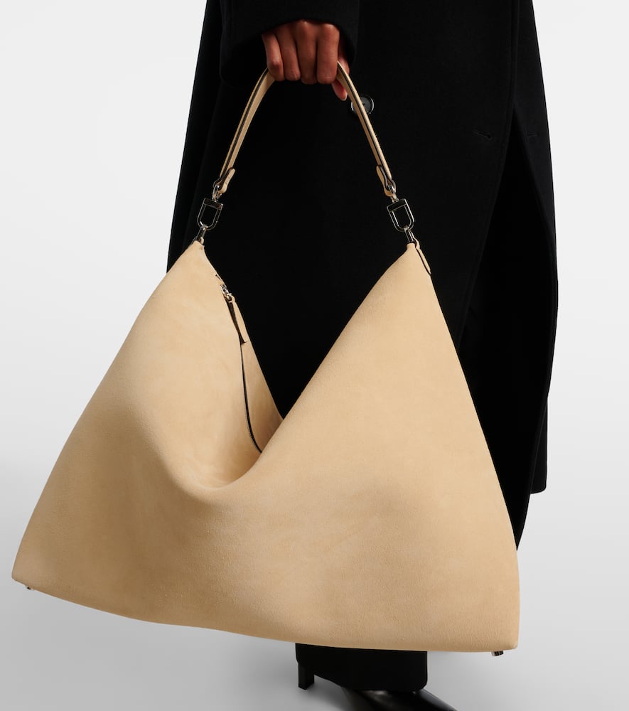 Totême Bevel Suede Tote Bag In Sand