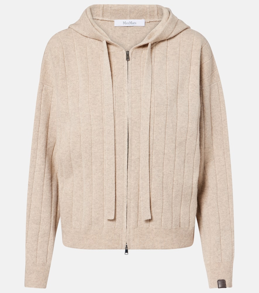 Max Mara Rubiera Cashmere Zip-up Hoodie In Sand