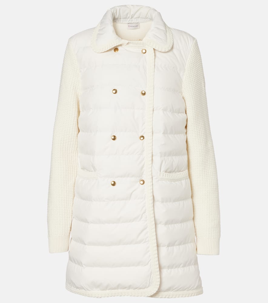 Moncler Down-paneled Wool And Cashmere Cardigan In White