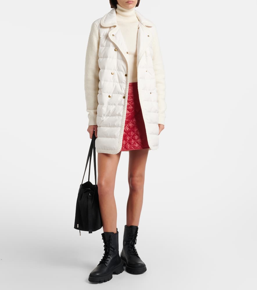 Moncler Down-paneled Wool And Cashmere Cardigan In White