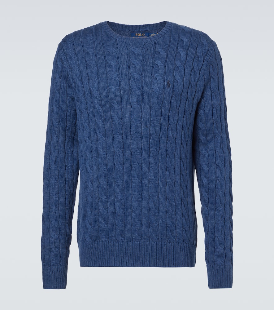 Polo Ralph Lauren Cable Knit Sweater With Round Neckline In Blue