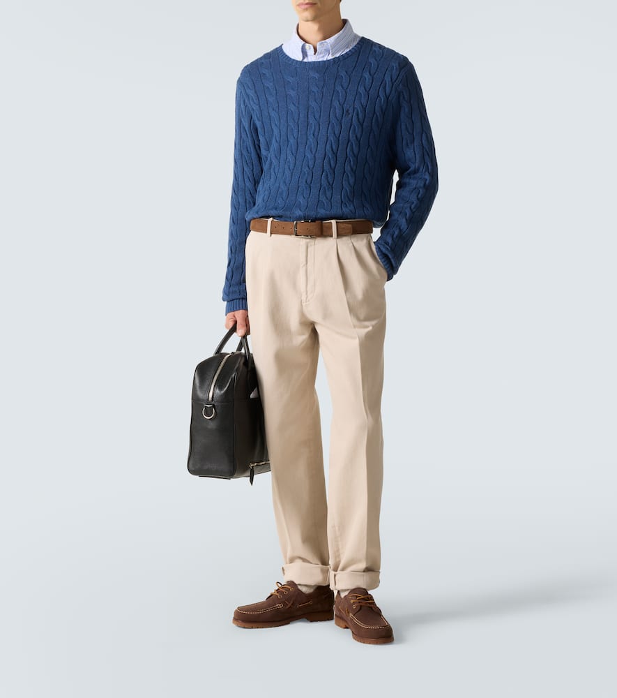 Polo Ralph Lauren Cable Knit Sweater With Round Neckline In Blue
