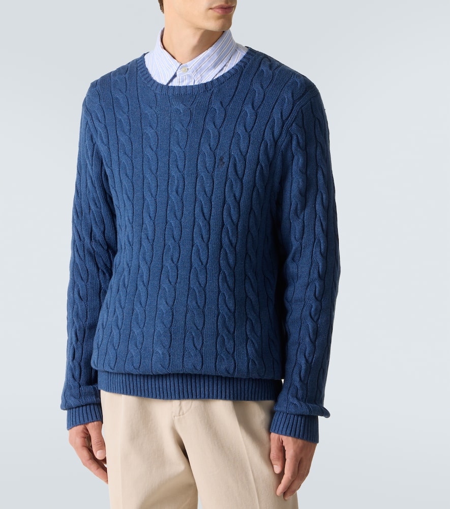 Polo Ralph Lauren Cable Knit Sweater With Round Neckline In Blue