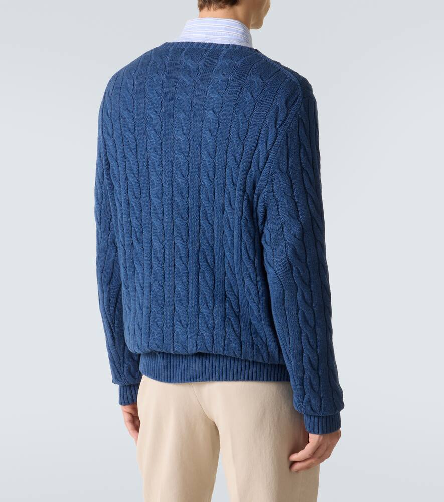 Polo Ralph Lauren Cable Knit Sweater With Round Neckline In Blue