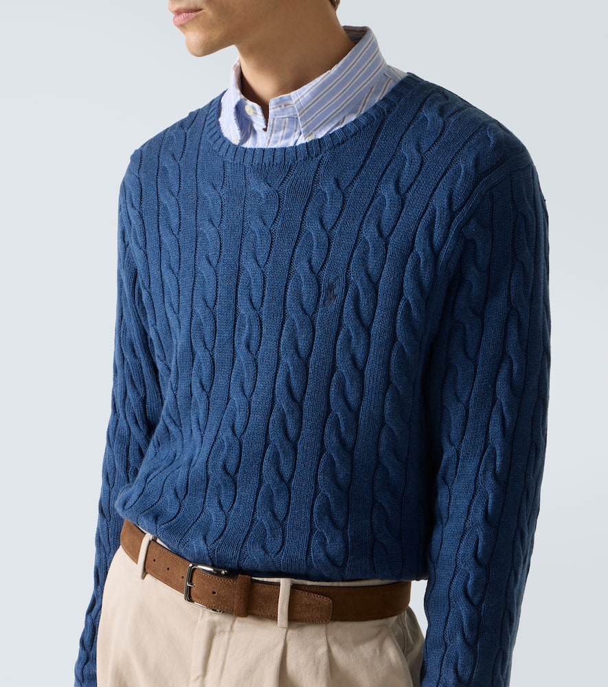 Polo Ralph Lauren Cable Knit Sweater With Round Neckline In Blue