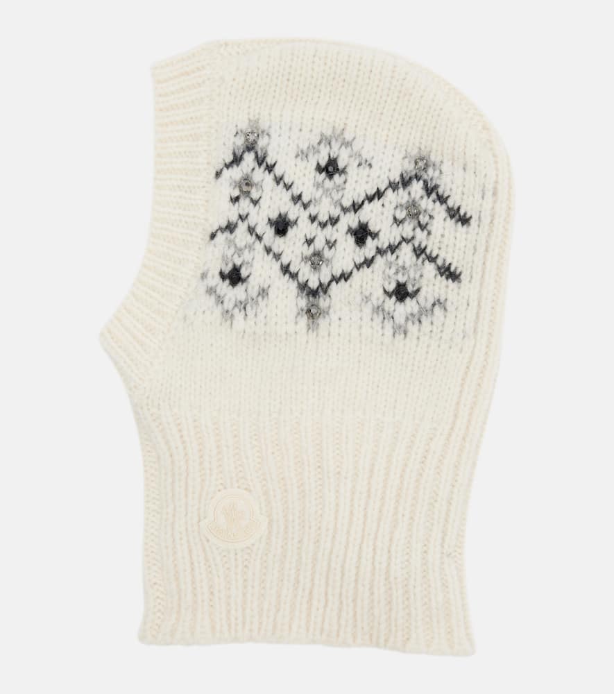Moncler Embellished Alpaca And Wool-blend Ski Mask In White